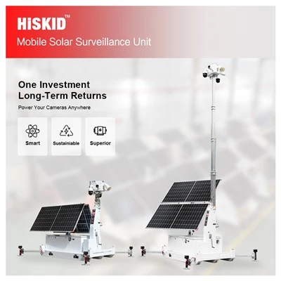 Menara CCTV solar Hiskid dengan bateri dan panel solar tiada kamera